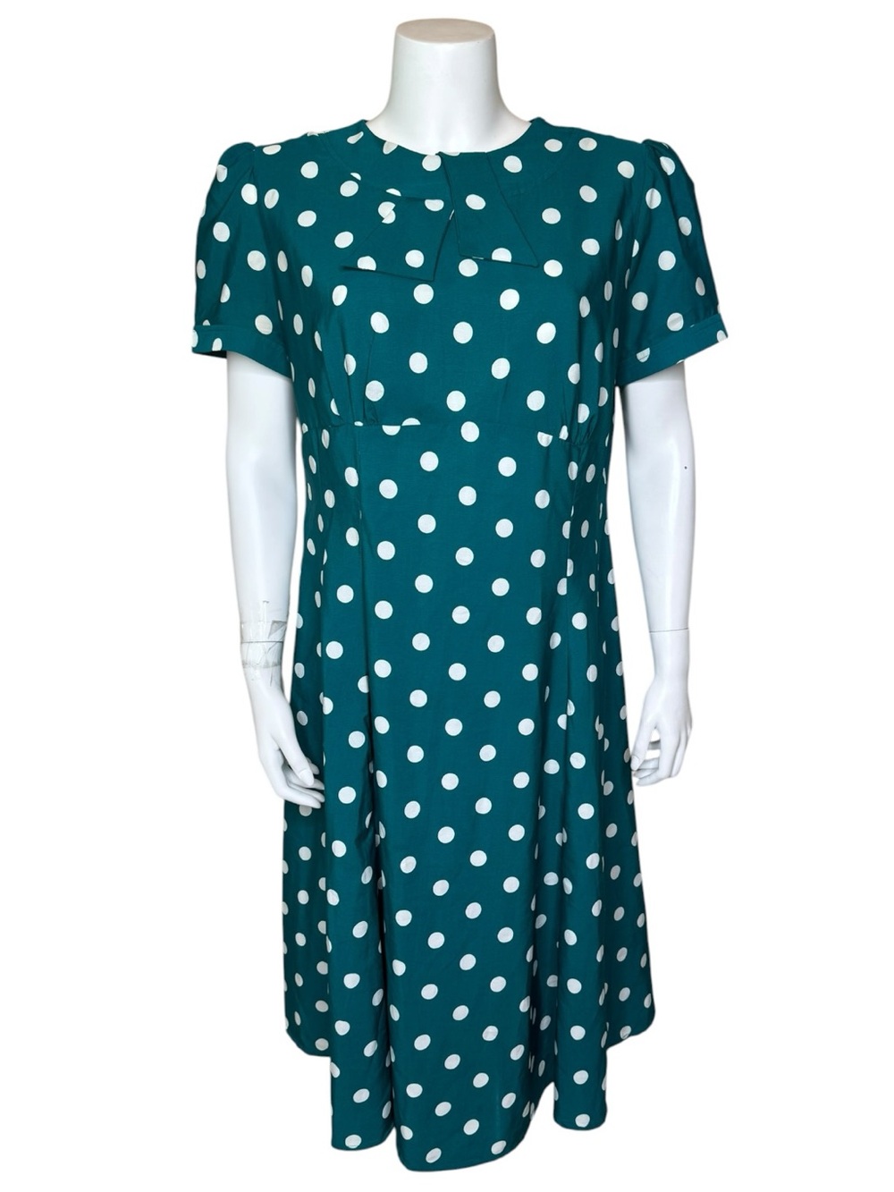 Hell Bunny Madden Polka Dot Midi Dress 2XL Teal Green Retro Rockabilly